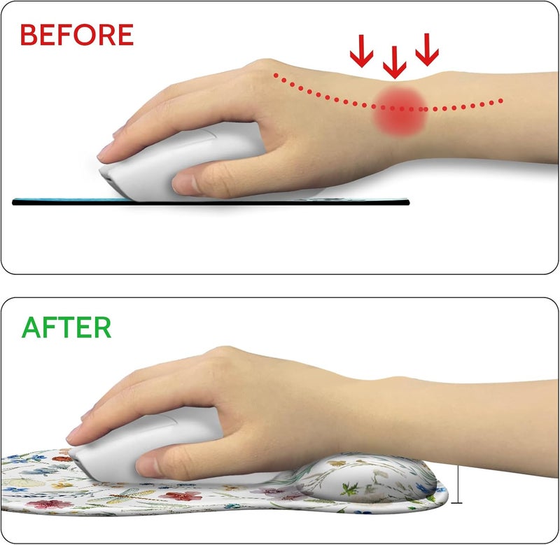 Blusabaca Mouse Pad with Wrist Rest, Butterfly Flower Ergonomic Mousepad Wrist Support for Desk, Gaming Mousepads for Wireless Mouse Computer Laptop Work Home Desk Accessories Office Supplies Decor - Image 3